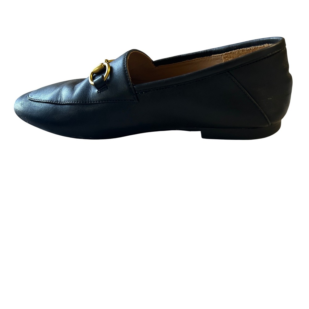 Quince Black Leather Horsebit Loafers Women's Slip On Flats Gold Hardware Size 7 - Picture 6 of 9